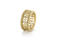 18kt yellow gold Baroque band with beaded edge with .22 cts diamonds. Available in white, yellow, or rose gold.
